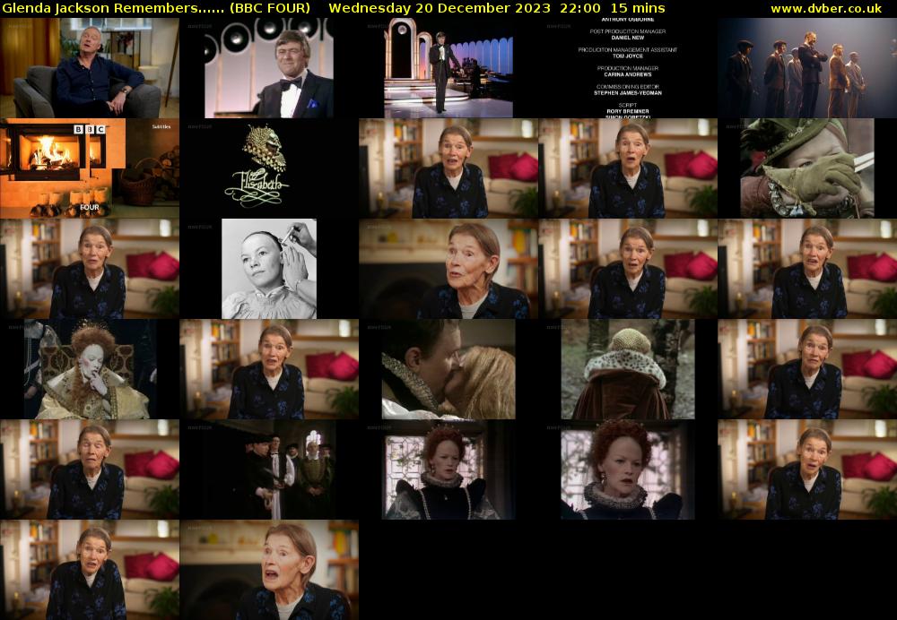 Glenda Jackson Remembers...... (BBC FOUR) Wednesday 20 December 2023 22:00 - 22:15