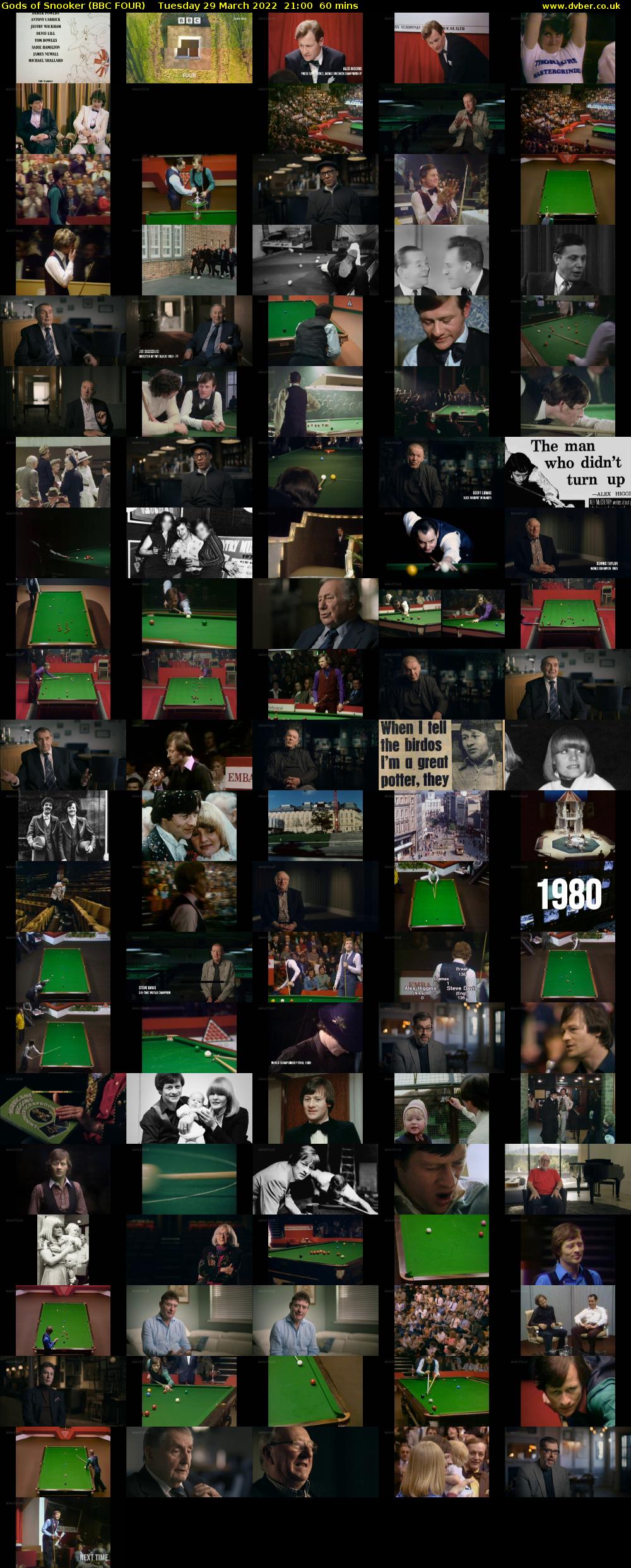 Gods of Snooker (BBC FOUR) Tuesday 29 March 2022 21:00 - 22:00