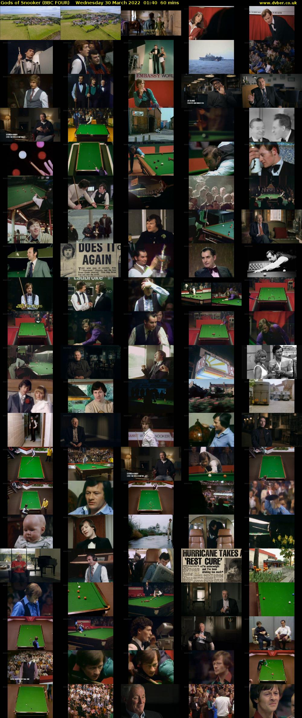 Gods of Snooker (BBC FOUR) Wednesday 30 March 2022 01:40 - 02:40