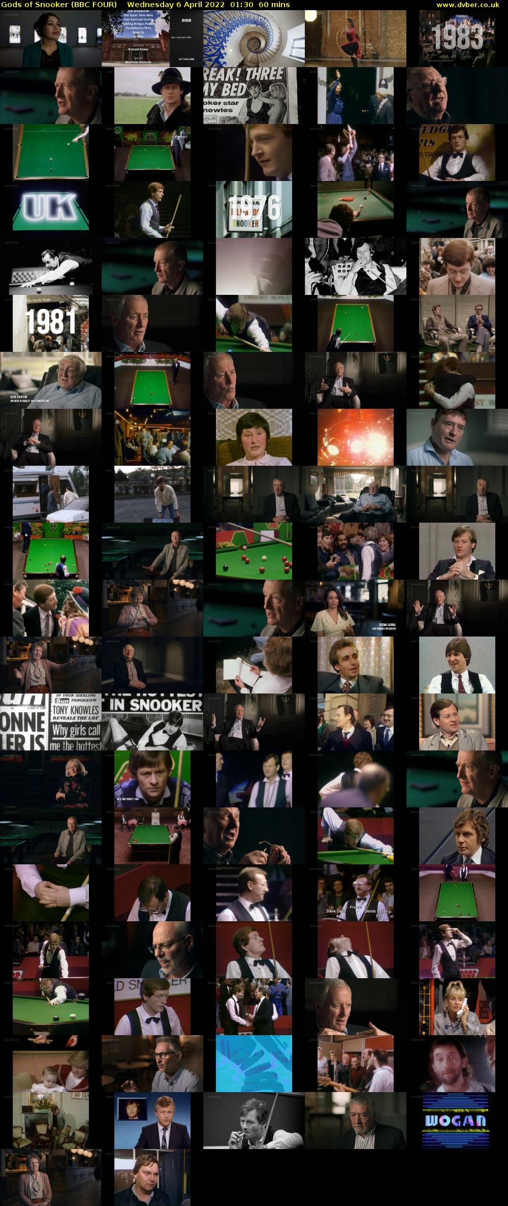 Gods of Snooker (BBC FOUR) Wednesday 6 April 2022 01:30 - 02:30