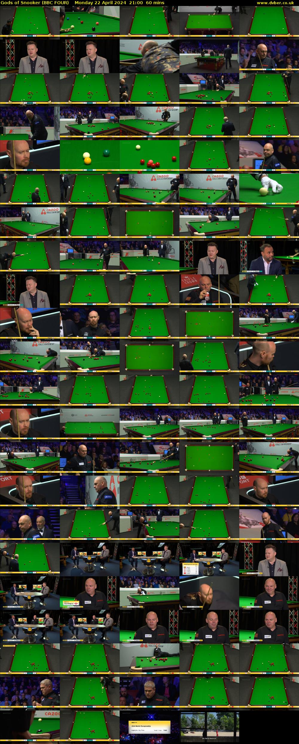 Gods of Snooker (BBC FOUR) Monday 22 April 2024 21:00 - 22:00