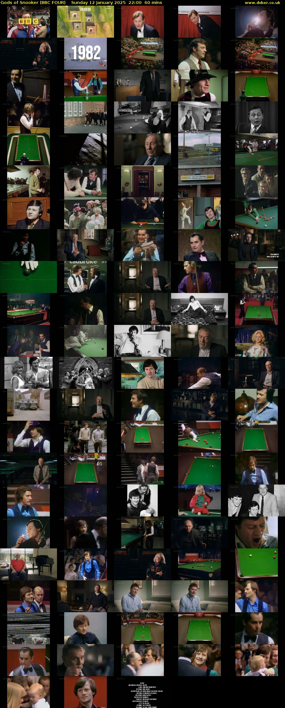 Gods of Snooker (BBC FOUR) Sunday 12 January 2025 22:00 - 23:00