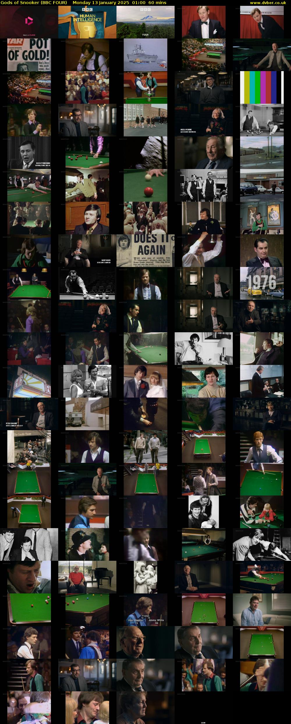 Gods of Snooker (BBC FOUR) Monday 13 January 2025 01:00 - 02:00