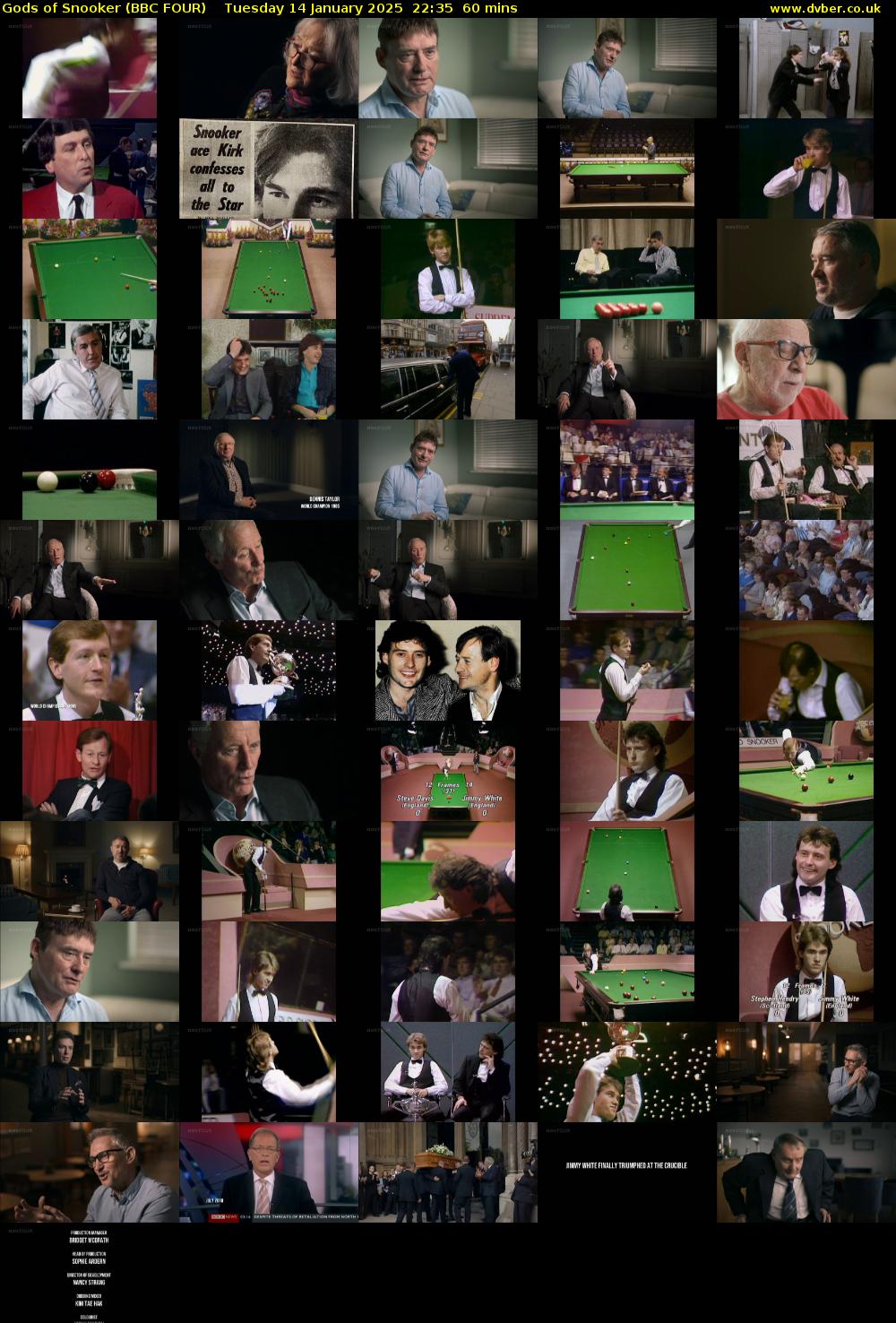 Gods of Snooker (BBC FOUR) Tuesday 14 January 2025 22:35 - 23:35