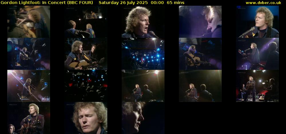 Gordon Lightfoot: In Concert (BBC FOUR) Saturday 26 July 2025 00:00 - 01:05