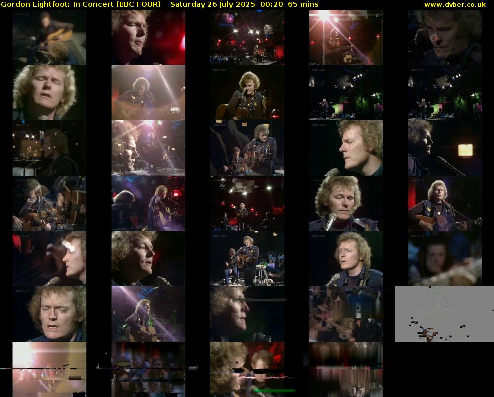 Gordon Lightfoot: In Concert (BBC FOUR) Saturday 26 July 2025 00:20 - 01:25