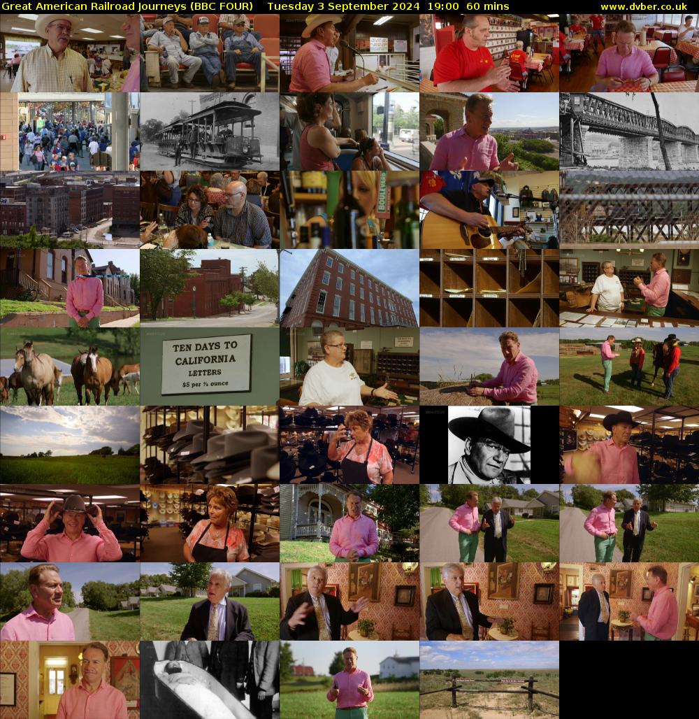 Great American Railroad Journeys (BBC FOUR) Tuesday 3 September 2024 19:00 - 20:00