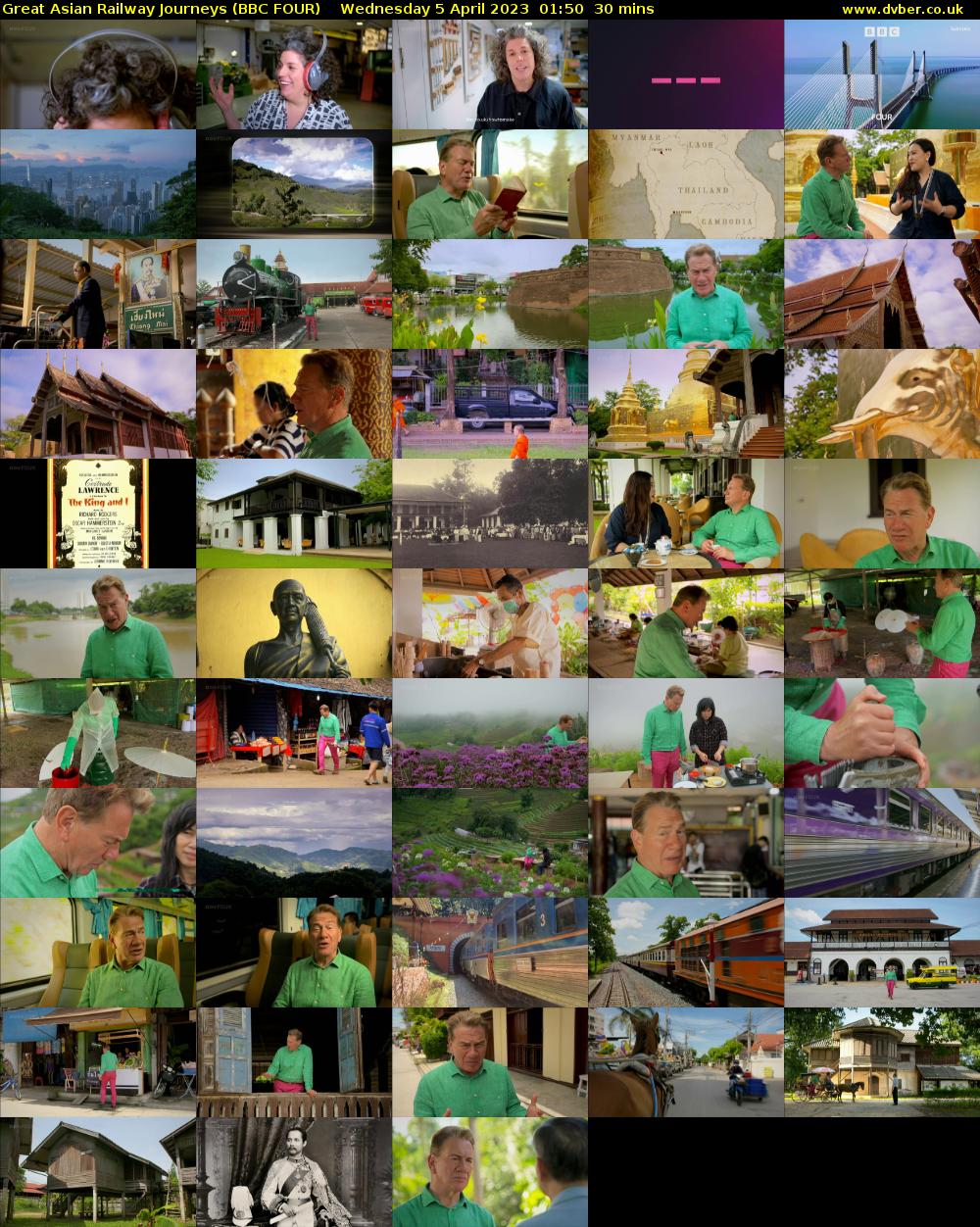 Great Asian Railway Journeys (BBC FOUR) Wednesday 5 April 2023 01:50 - 02:20