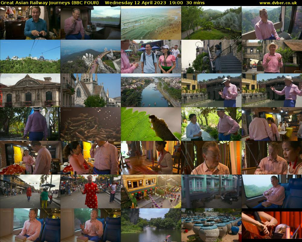 Great Asian Railway Journeys (BBC FOUR) Wednesday 12 April 2023 19:00 - 19:30