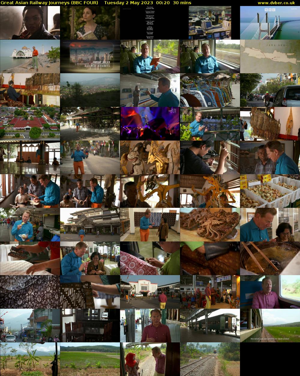 Great Asian Railway Journeys (BBC FOUR) Tuesday 2 May 2023 00:20 - 00:50
