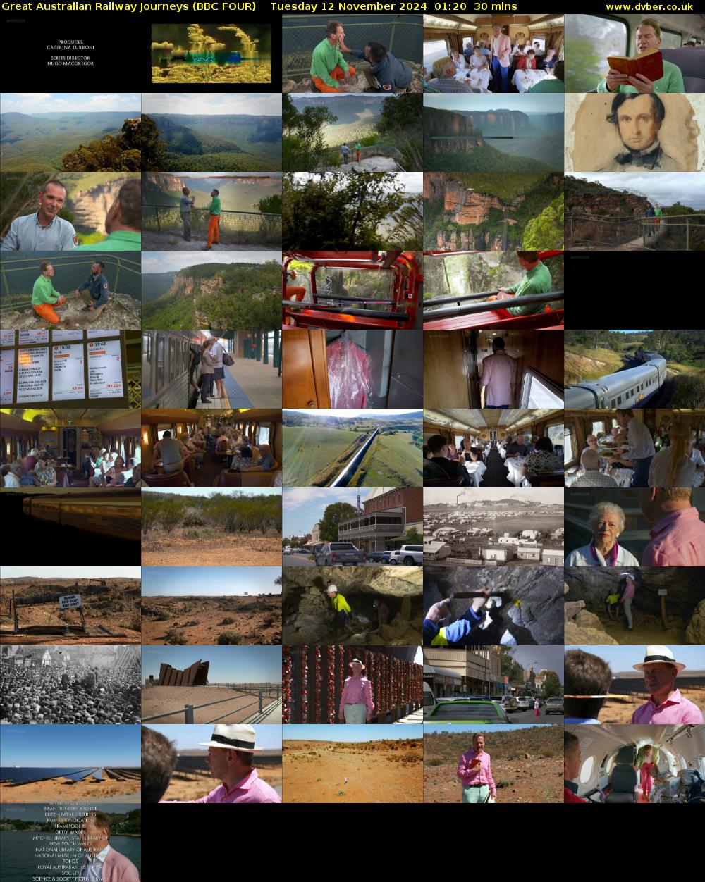 Great Australian Railway Journeys (BBC FOUR) Tuesday 12 November 2024 01:20 - 01:50