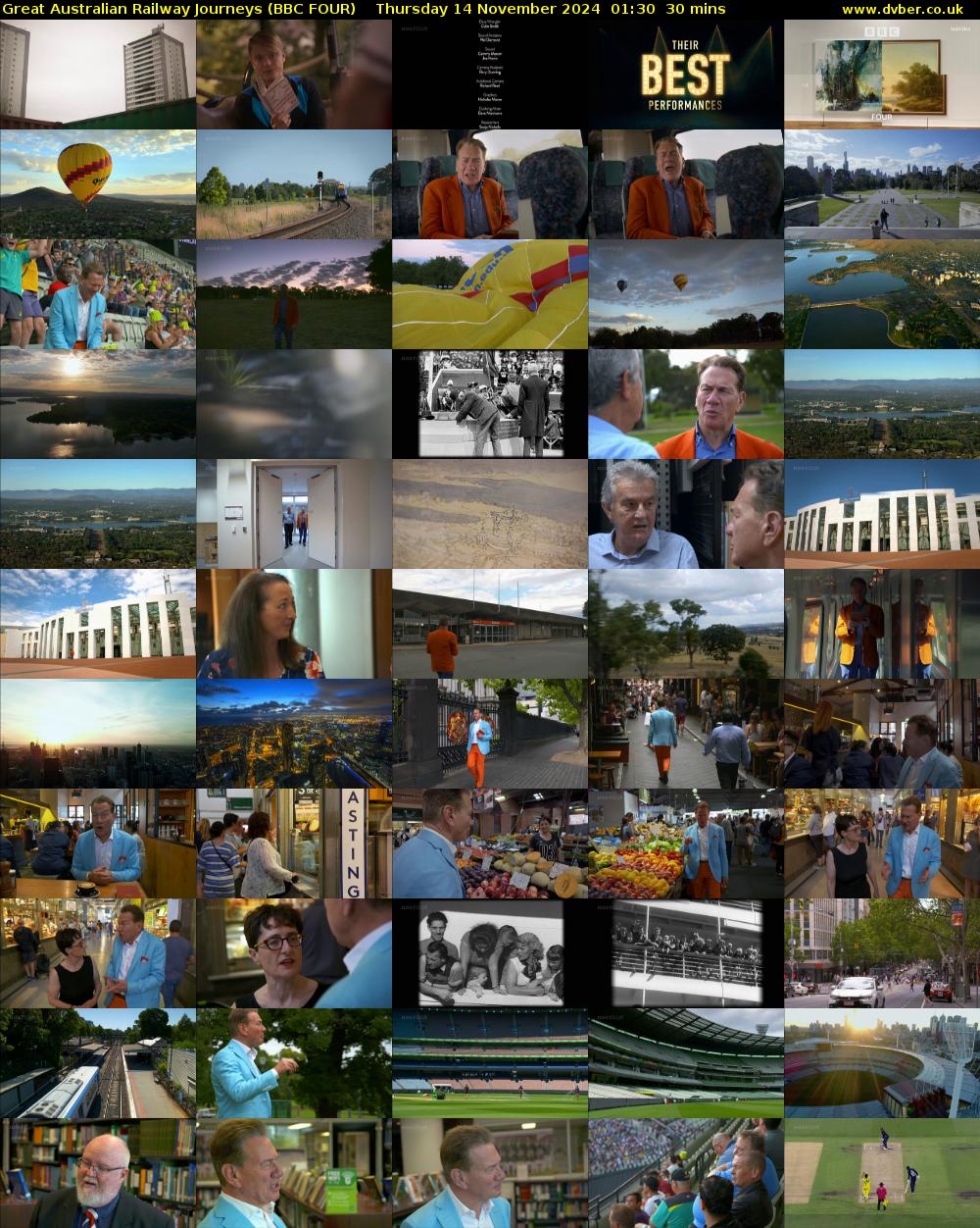 Great Australian Railway Journeys (BBC FOUR) Thursday 14 November 2024 01:30 - 02:00