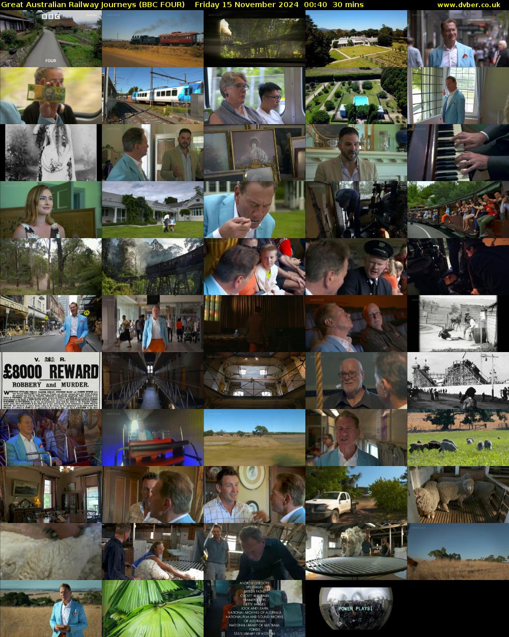 Great Australian Railway Journeys (BBC FOUR) Friday 15 November 2024 00:40 - 01:10