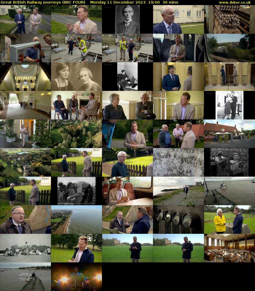 Great British Railway Journeys (BBC FOUR) Monday 11 December 2023 19:00 - 19:30