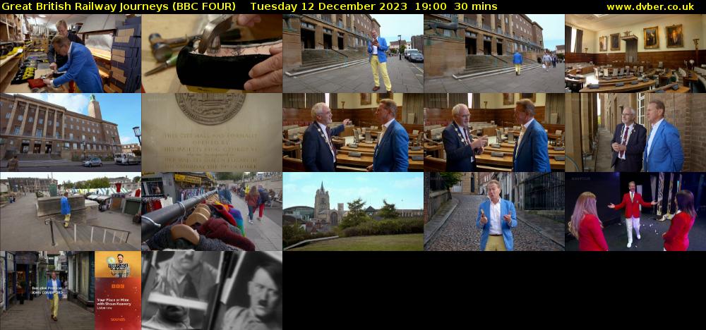 Great British Railway Journeys (BBC FOUR) Tuesday 12 December 2023 19:00 - 19:30
