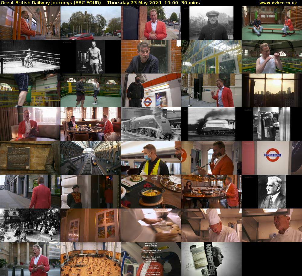 Great British Railway Journeys (BBC FOUR) Thursday 23 May 2024 19:00 - 19:30