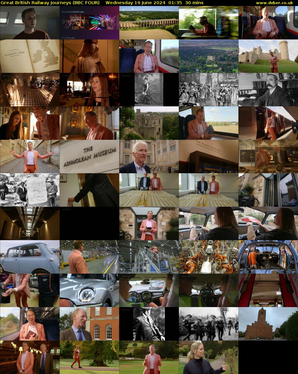 Great British Railway Journeys (BBC FOUR) Wednesday 19 June 2024 01:35 - 02:05