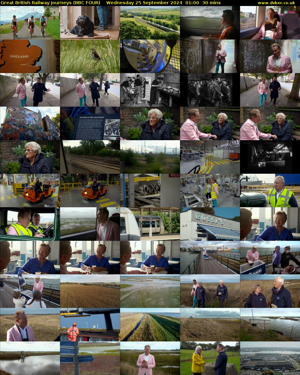 Great British Railway Journeys (BBC FOUR) Wednesday 25 September 2024 01:00 - 01:30
