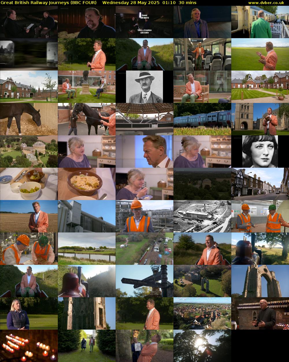 Great British Railway Journeys (BBC FOUR) Wednesday 28 May 2025 01:10 - 01:40