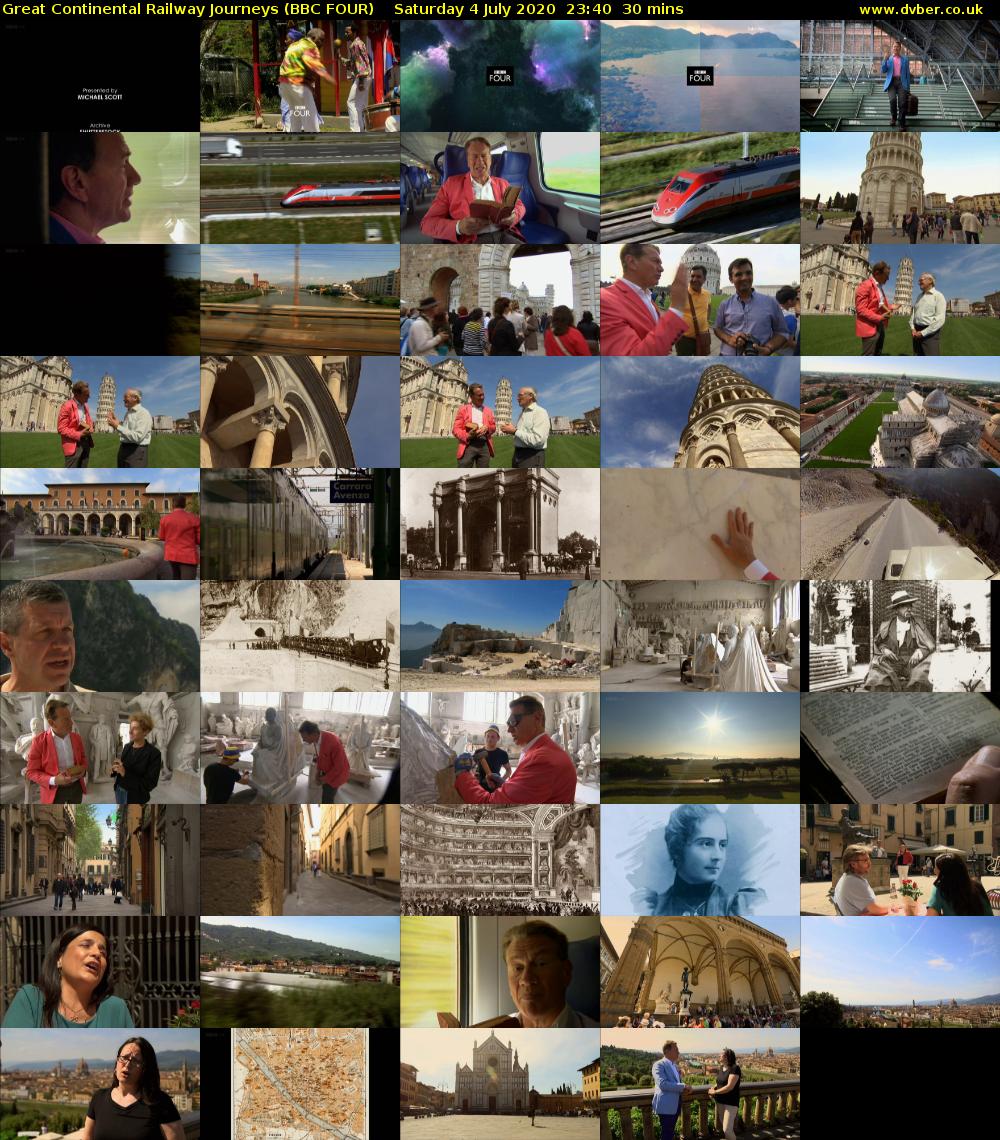 Great Continental Railway Journeys (BBC FOUR) Saturday 4 July 2020 23:40 - 00:10