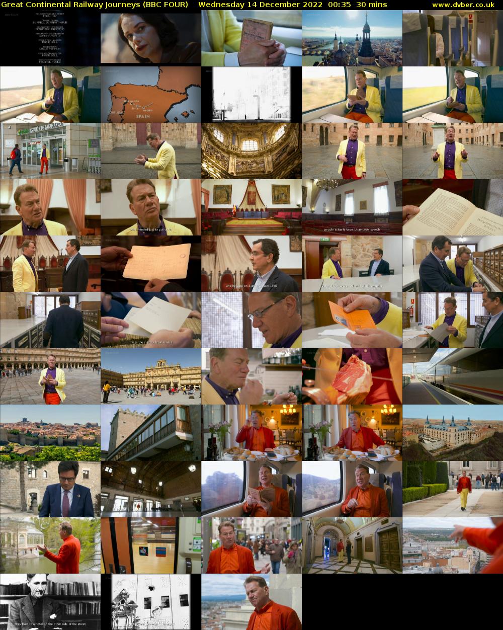 Great Continental Railway Journeys (BBC FOUR) Wednesday 14 December 2022 00:35 - 01:05