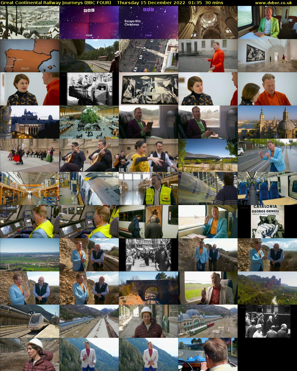 Great Continental Railway Journeys (BBC FOUR) Thursday 15 December 2022 01:35 - 02:05