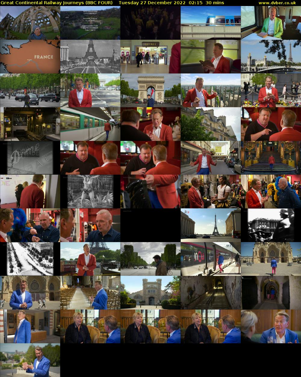 Great Continental Railway Journeys (BBC FOUR) Tuesday 27 December 2022 02:15 - 02:45
