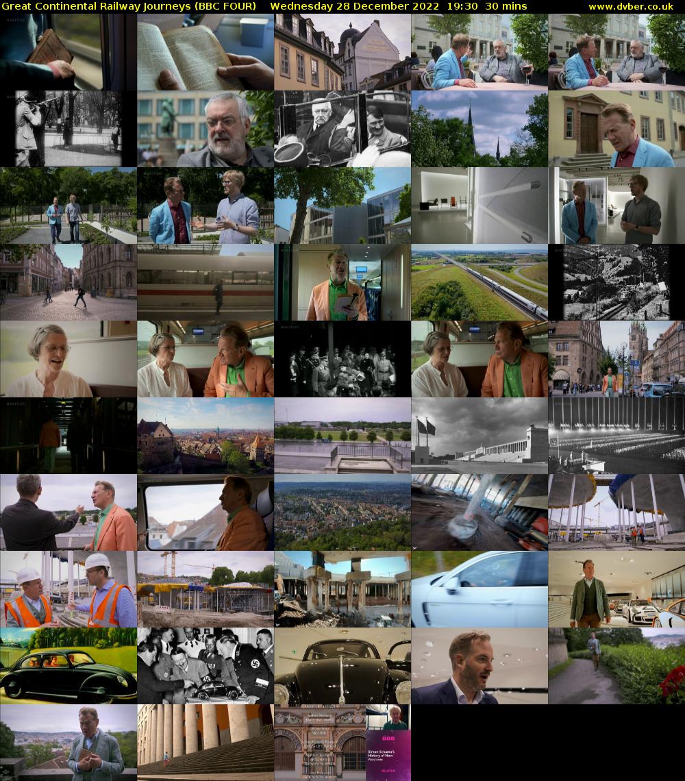 Great Continental Railway Journeys (BBC FOUR) Wednesday 28 December 2022 19:30 - 20:00