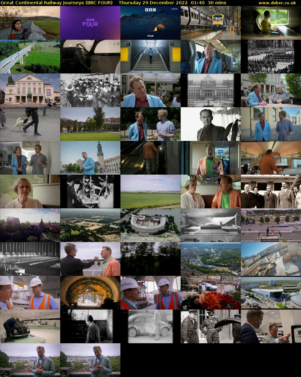 Great Continental Railway Journeys (BBC FOUR) Thursday 29 December 2022 01:40 - 02:10