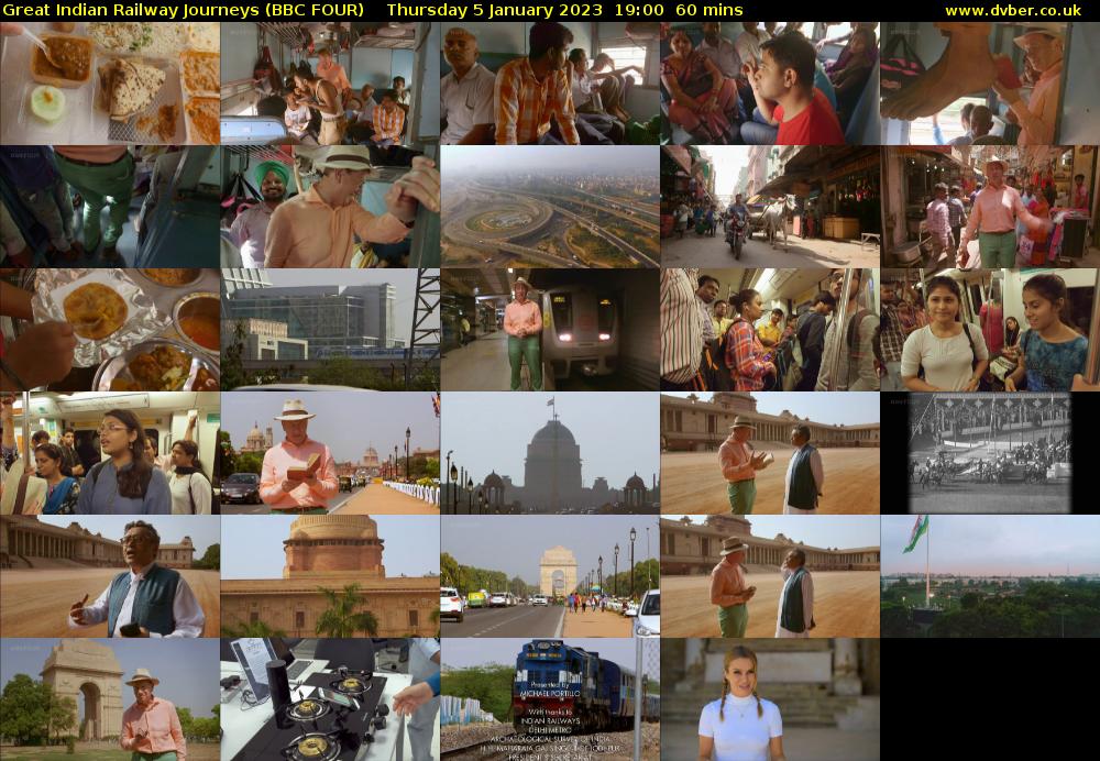 Great Indian Railway Journeys (BBC FOUR) Thursday 5 January 2023 19:00 - 20:00