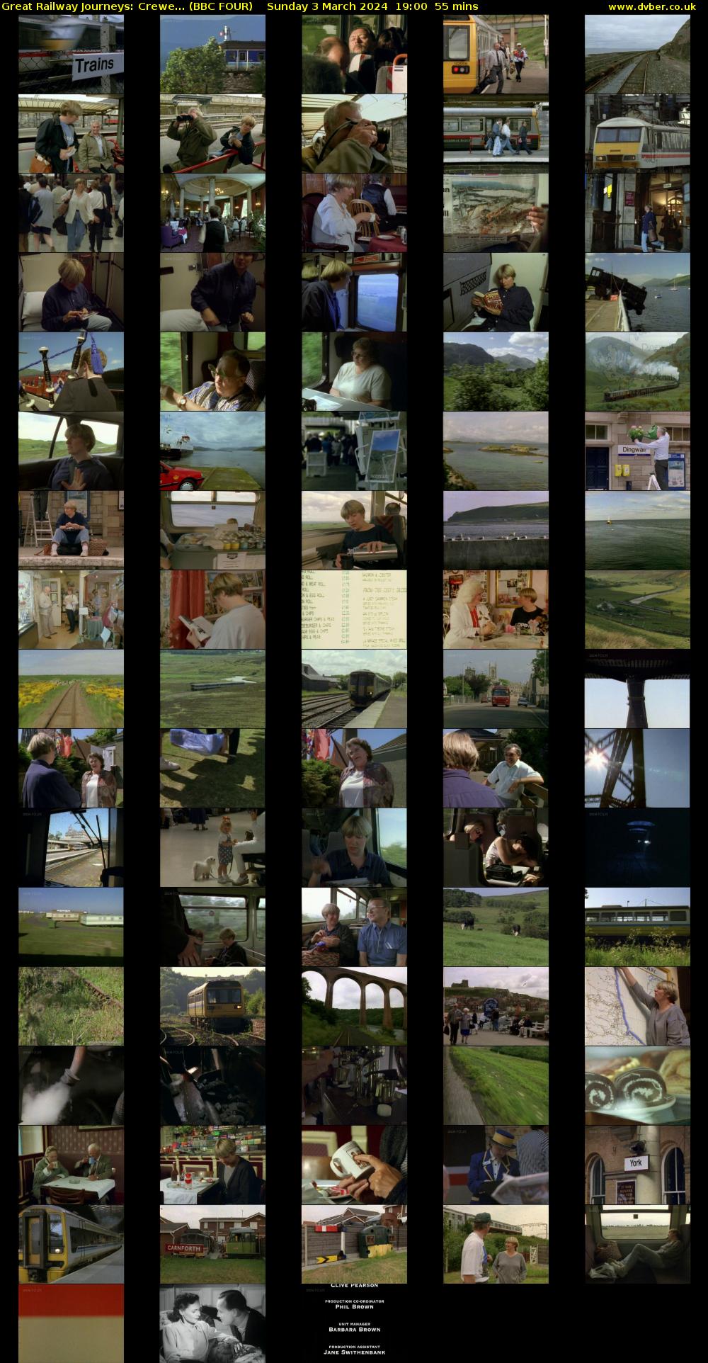 Great Railway Journeys: Crewe... (BBC FOUR) Sunday 3 March 2024 19:00 - 19:55