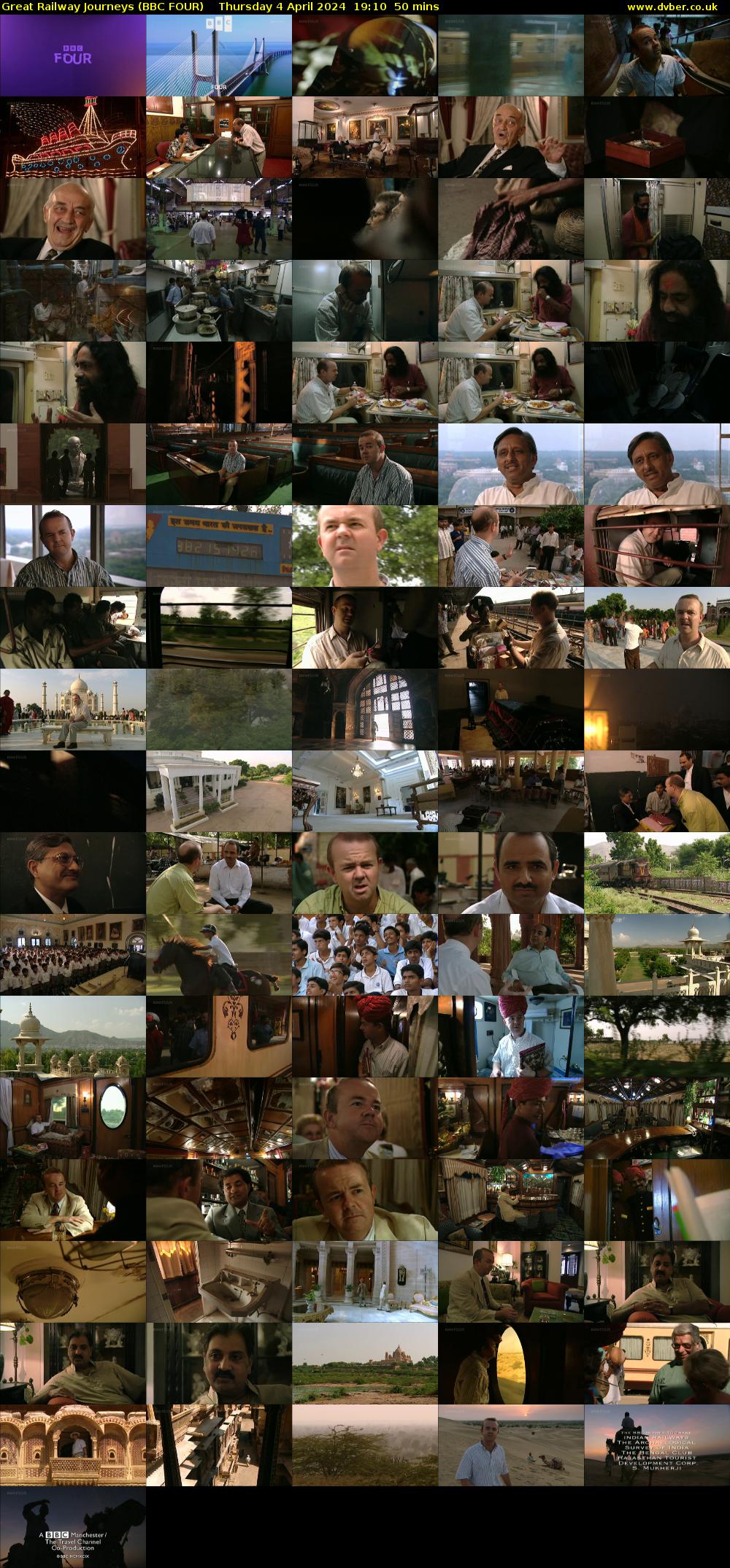Great Railway Journeys (BBC FOUR) Thursday 4 April 2024 19:10 - 20:00