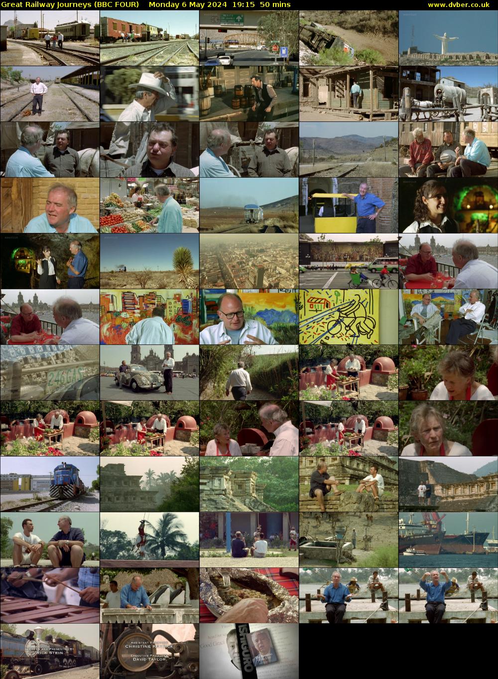 Great Railway Journeys (BBC FOUR) Monday 6 May 2024 19:15 - 20:05