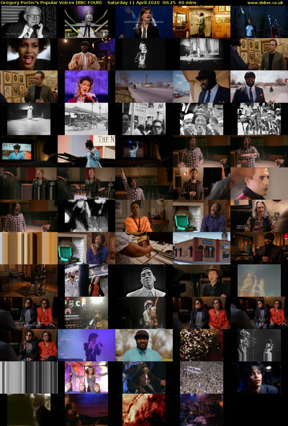 Gregory Porter's Popular Voices (BBC FOUR) Saturday 11 April 2020 00:25 - 01:25