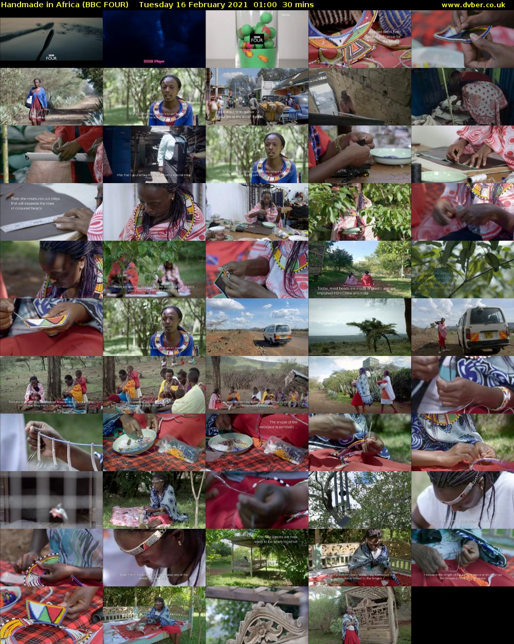 Handmade in Africa (BBC FOUR) Tuesday 16 February 2021 01:00 - 01:30