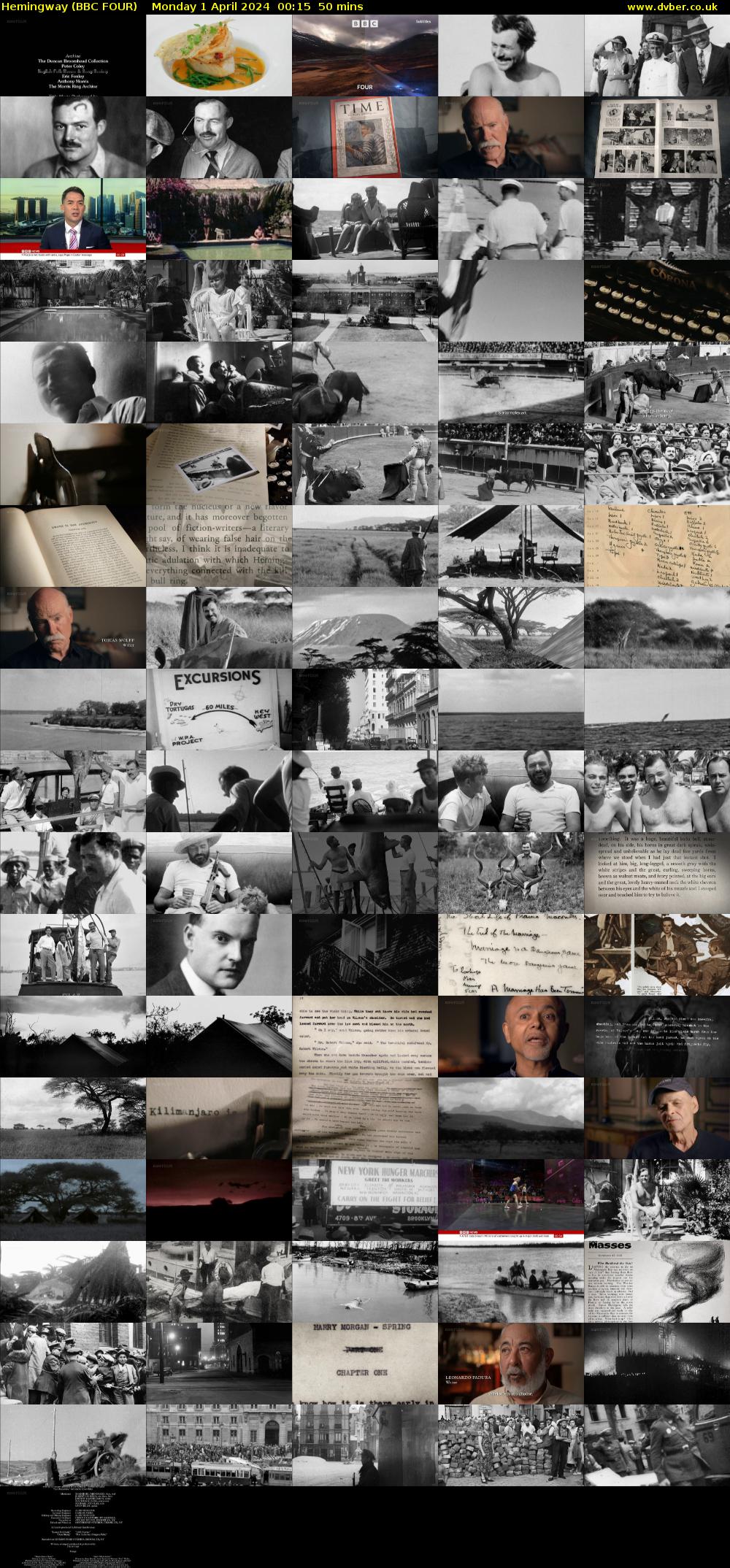 Hemingway (BBC FOUR) Monday 1 April 2024 00:15 - 01:05