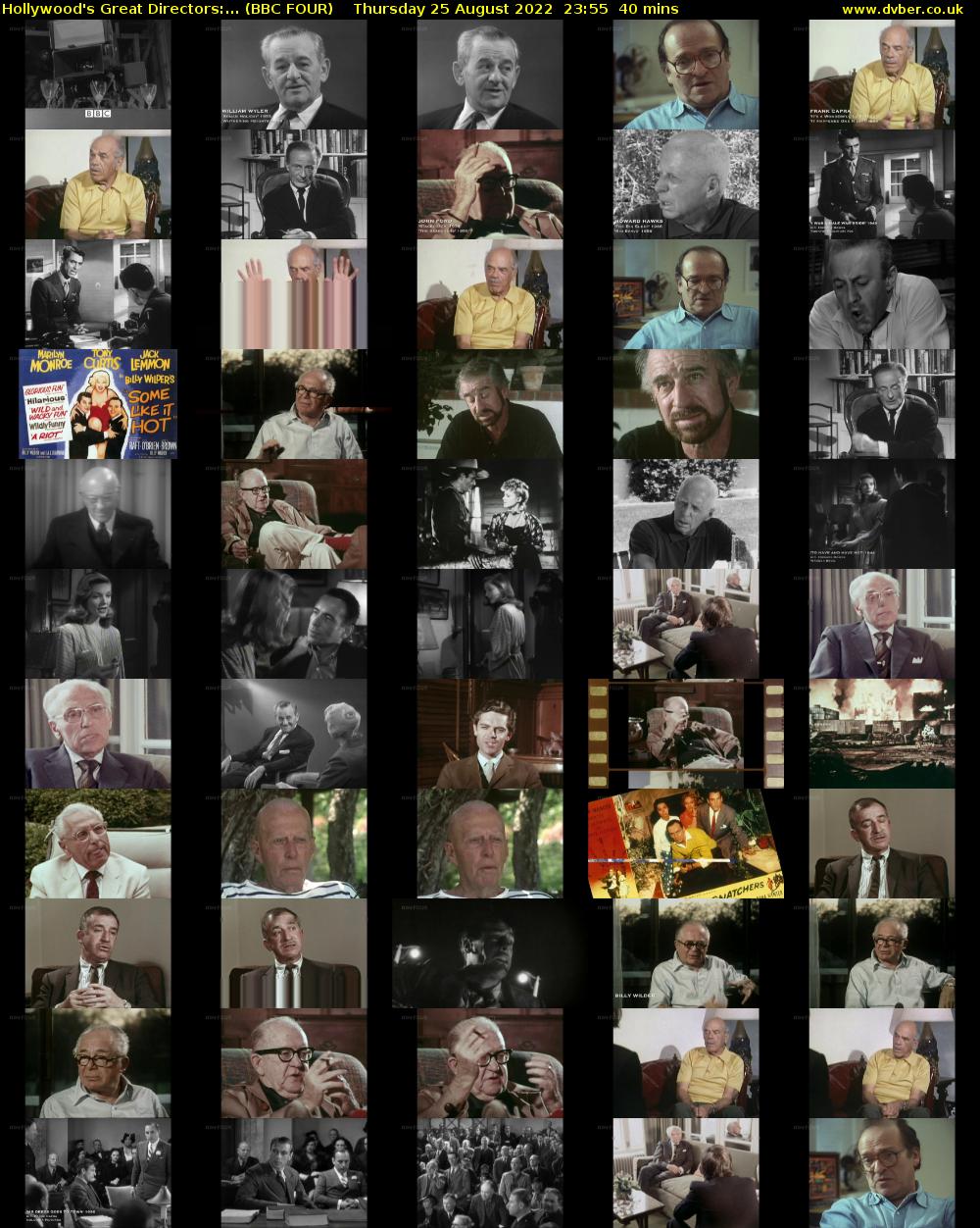 Hollywood's Great Directors:... (BBC FOUR) Thursday 25 August 2022 23:55 - 00:35