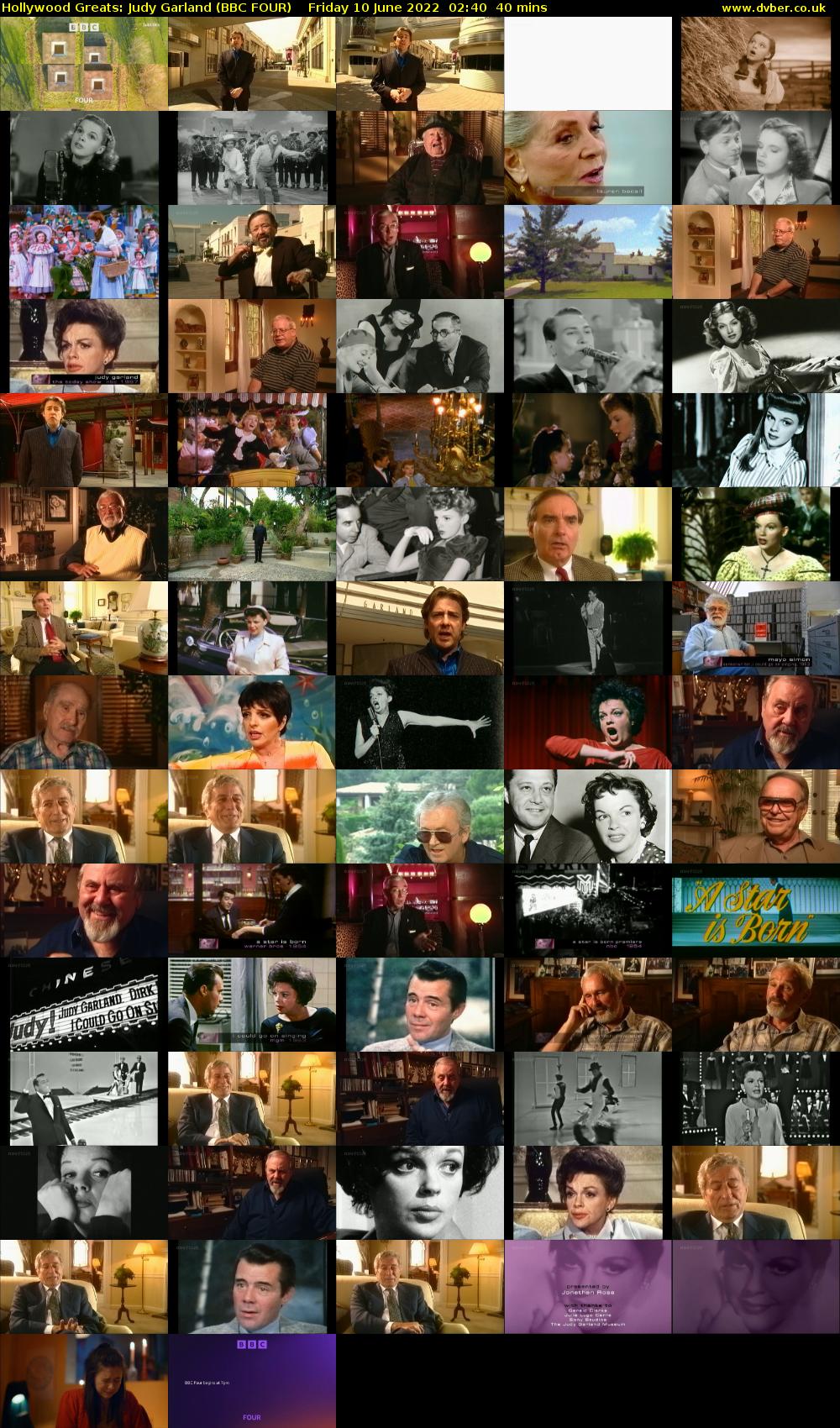 Hollywood Greats: Judy Garland (BBC FOUR) Friday 10 June 2022 02:40 - 03:20