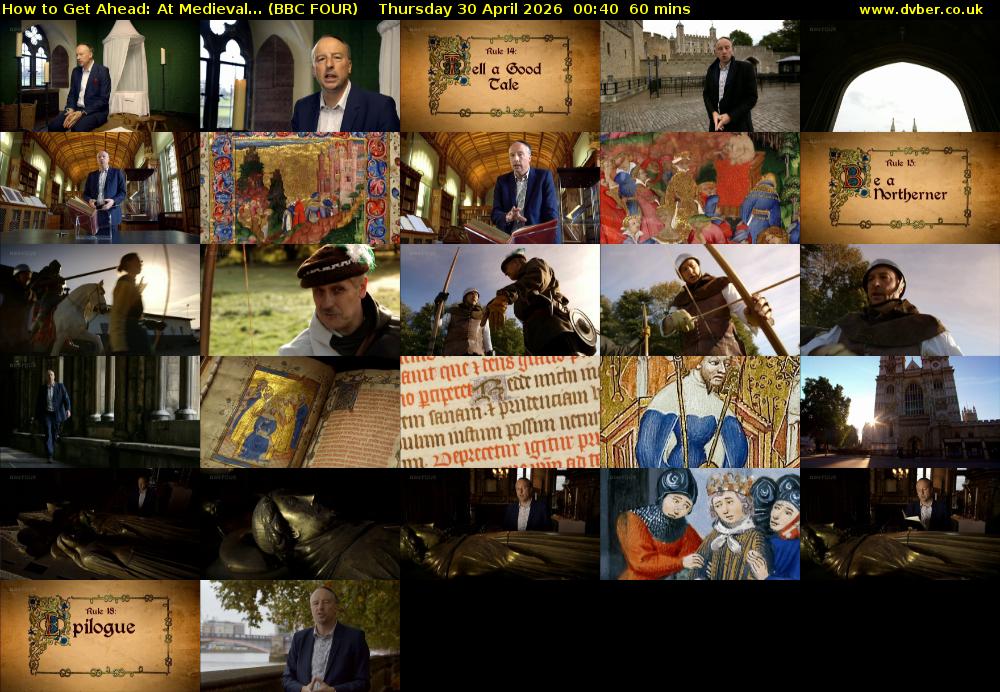 How to Get Ahead: At Medieval... (BBC FOUR) Thursday 30 April 2026 00:40 - 01:40