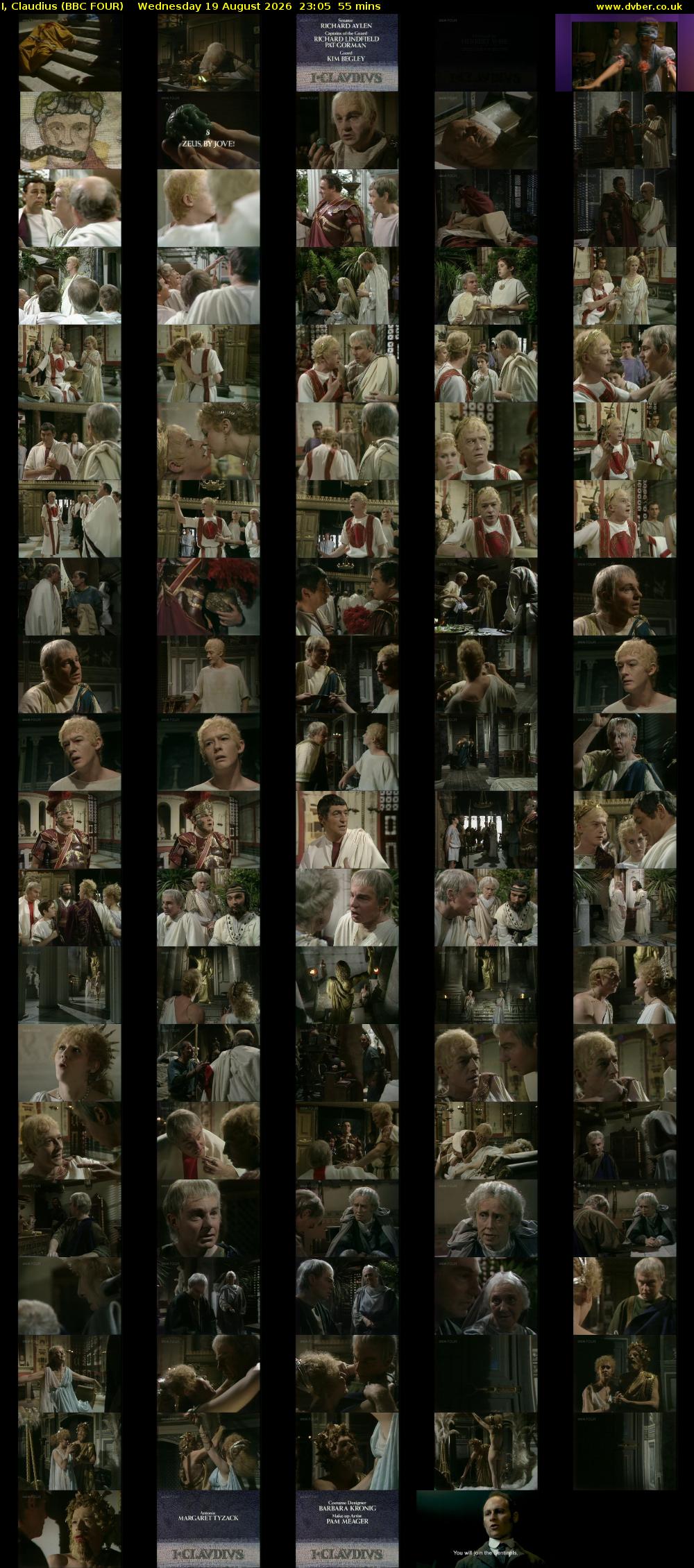 I, Claudius (BBC FOUR) Wednesday 19 August 2026 23:05 - 00:00