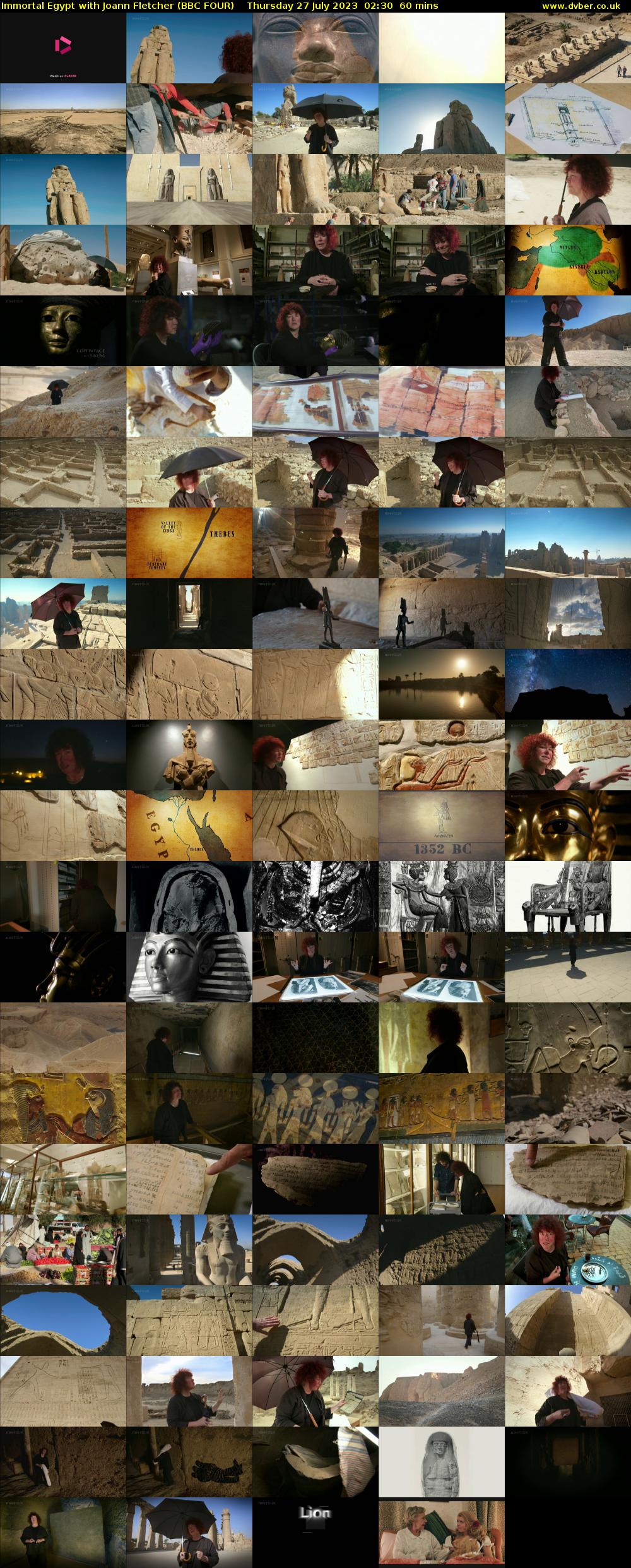 Immortal Egypt with Joann Fletcher (BBC FOUR) Thursday 27 July 2023 02:30 - 03:30