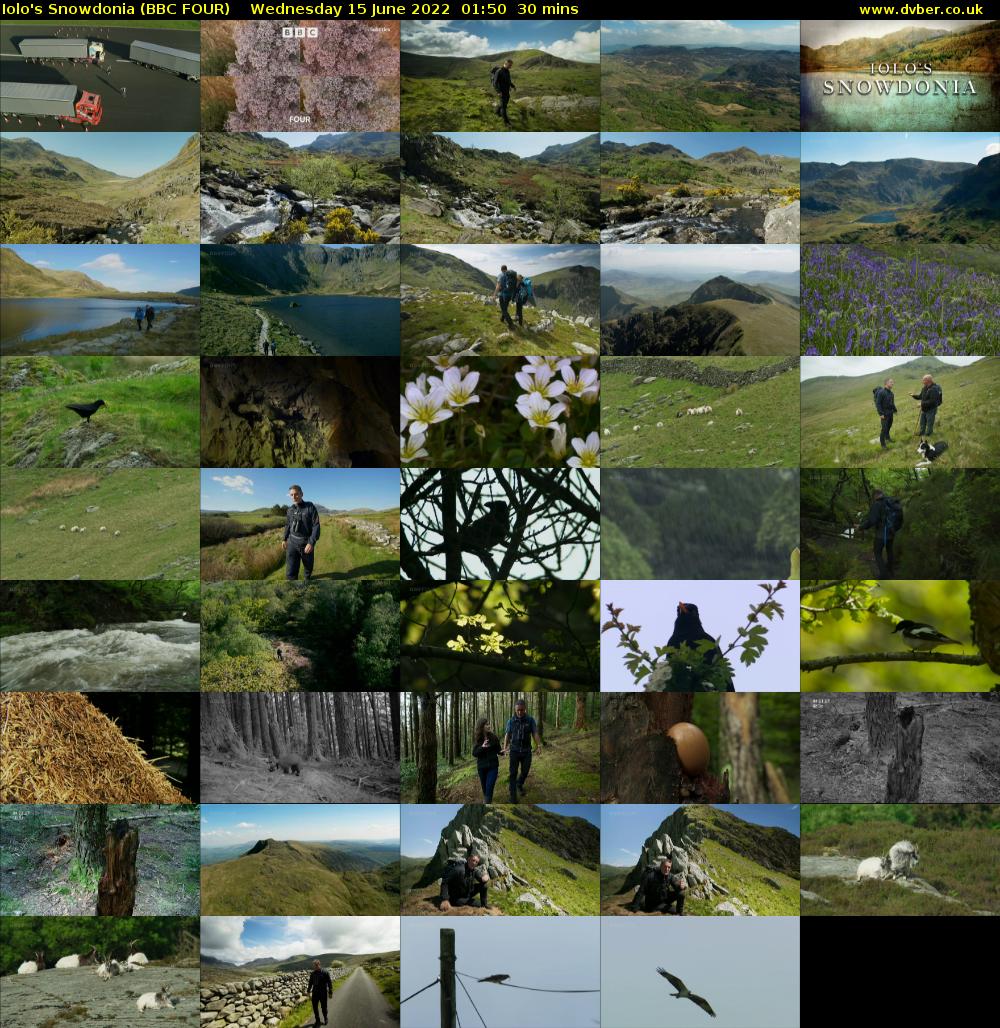 Iolo's Snowdonia (BBC FOUR) Wednesday 15 June 2022 01:50 - 02:20