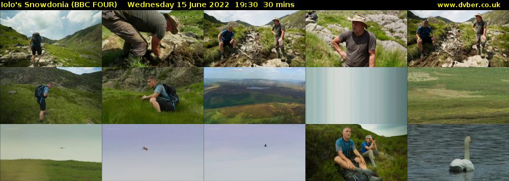 Iolo's Snowdonia (BBC FOUR) Wednesday 15 June 2022 19:30 - 20:00