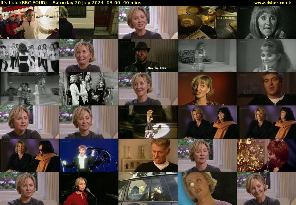 It's Lulu (BBC FOUR) Saturday 20 July 2024 03:00 - 03:40