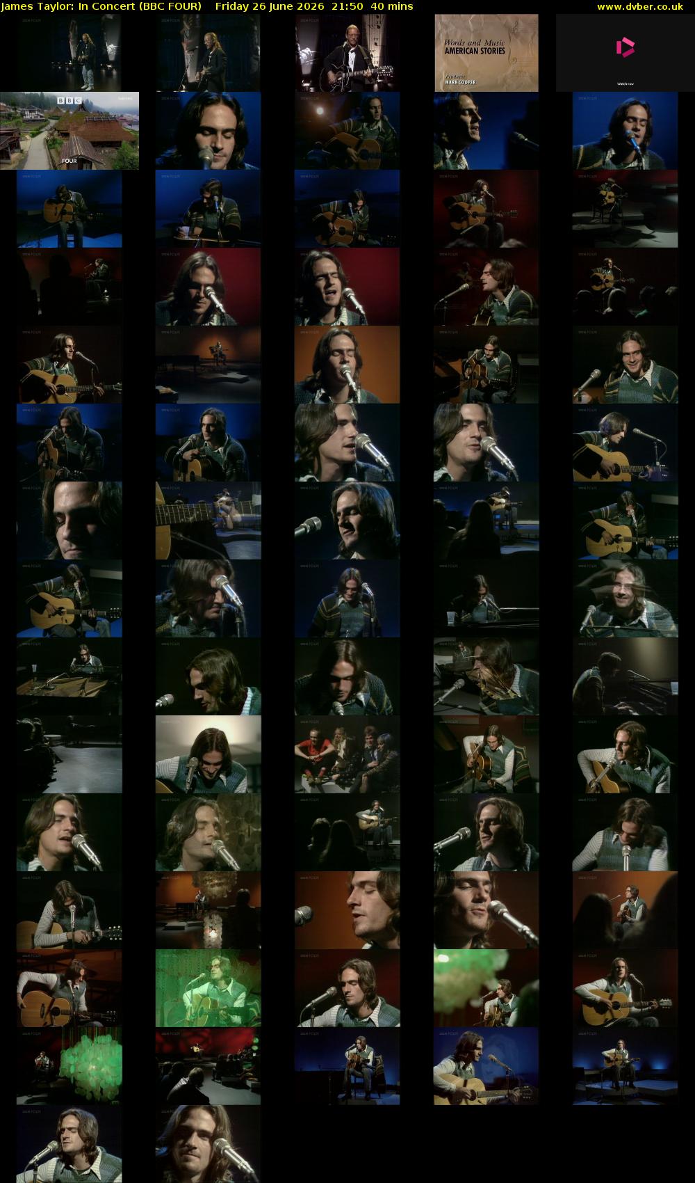 James Taylor: In Concert (BBC FOUR) Friday 26 June 2026 21:50 - 22:30