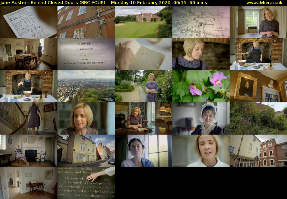 Jane Austen: Behind Closed Doors (BBC FOUR) Monday 10 February 2020 00:15 - 01:15