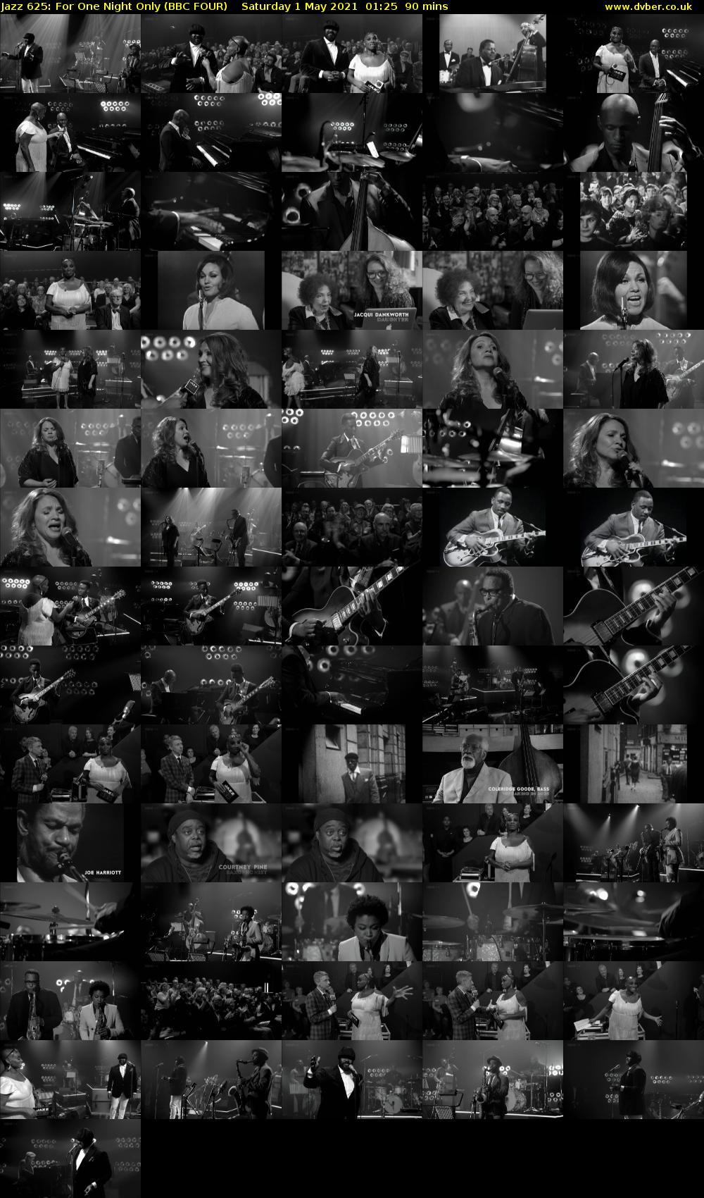 Jazz 625: For One Night Only (BBC FOUR) Saturday 1 May 2021 01:25 - 02:55