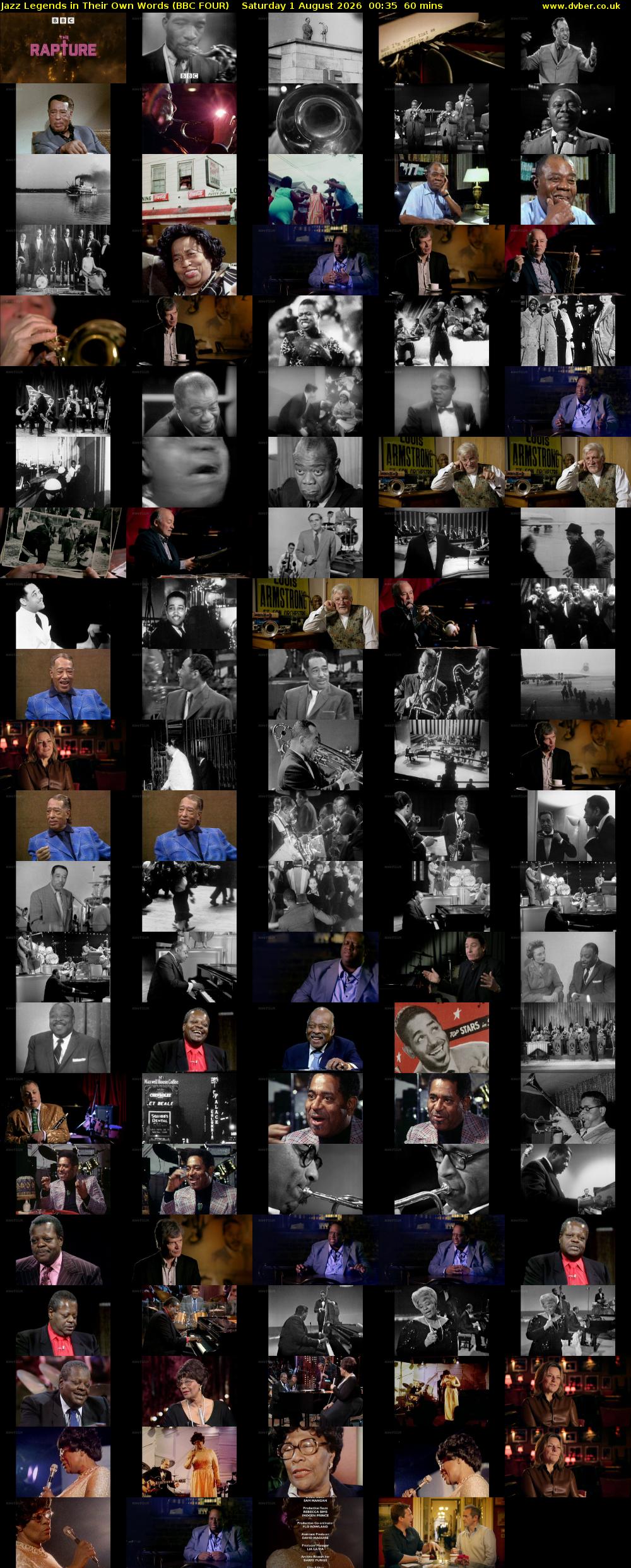 Jazz Legends in Their Own Words (BBC FOUR) Saturday 1 August 2026 00:35 - 01:35