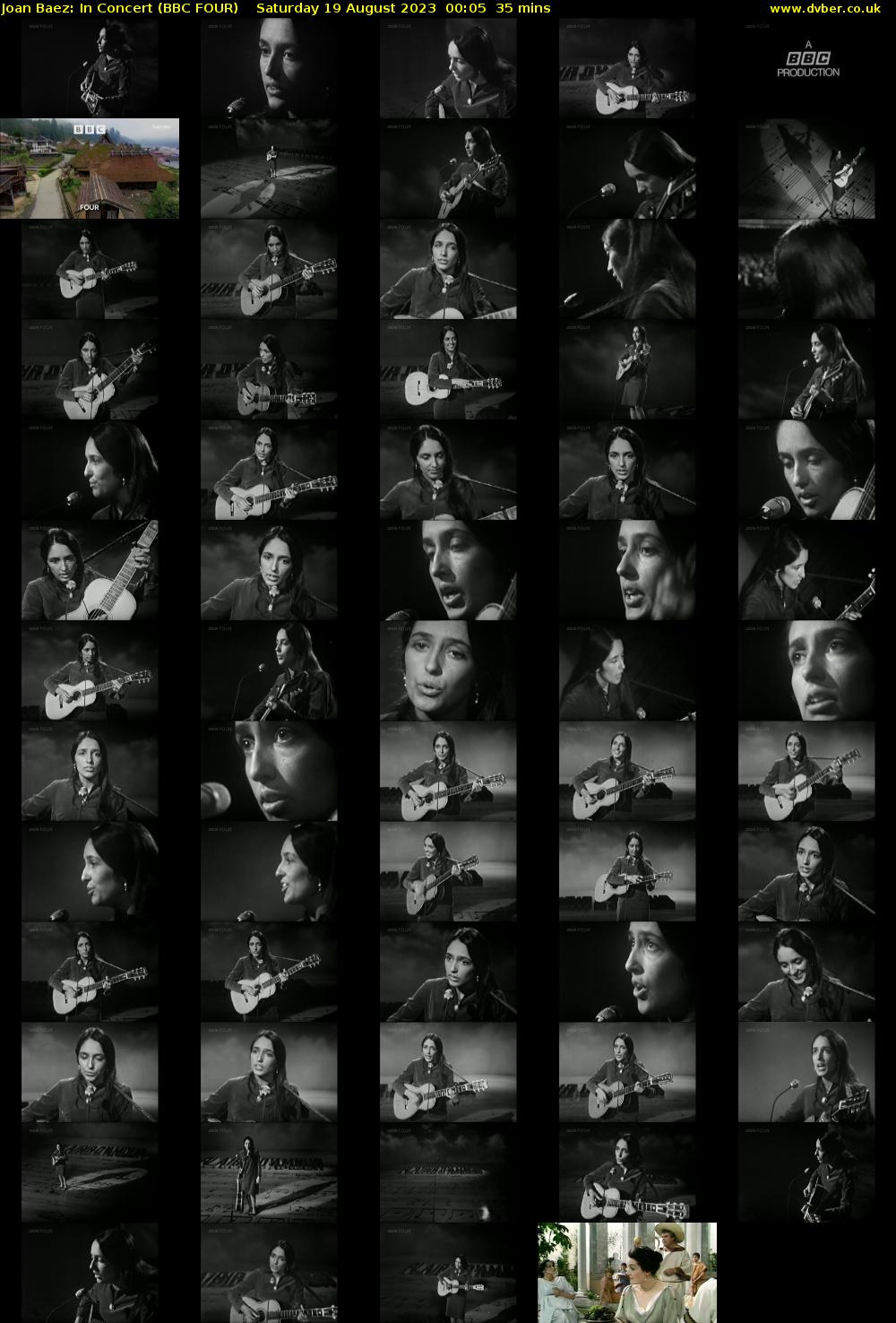 Joan Baez: In Concert (BBC FOUR) Saturday 19 August 2023 00:05 - 00:40