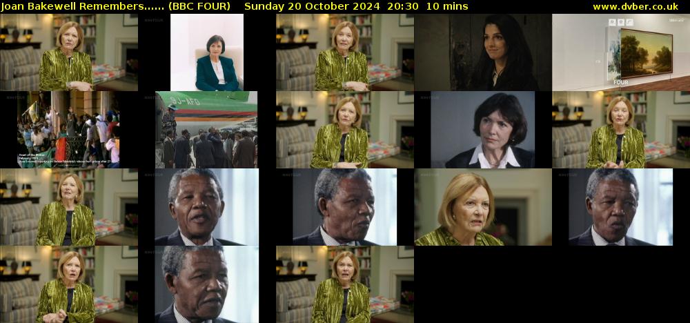 Joan Bakewell Remembers...... (BBC FOUR) Sunday 20 October 2024 20:30 - 20:40